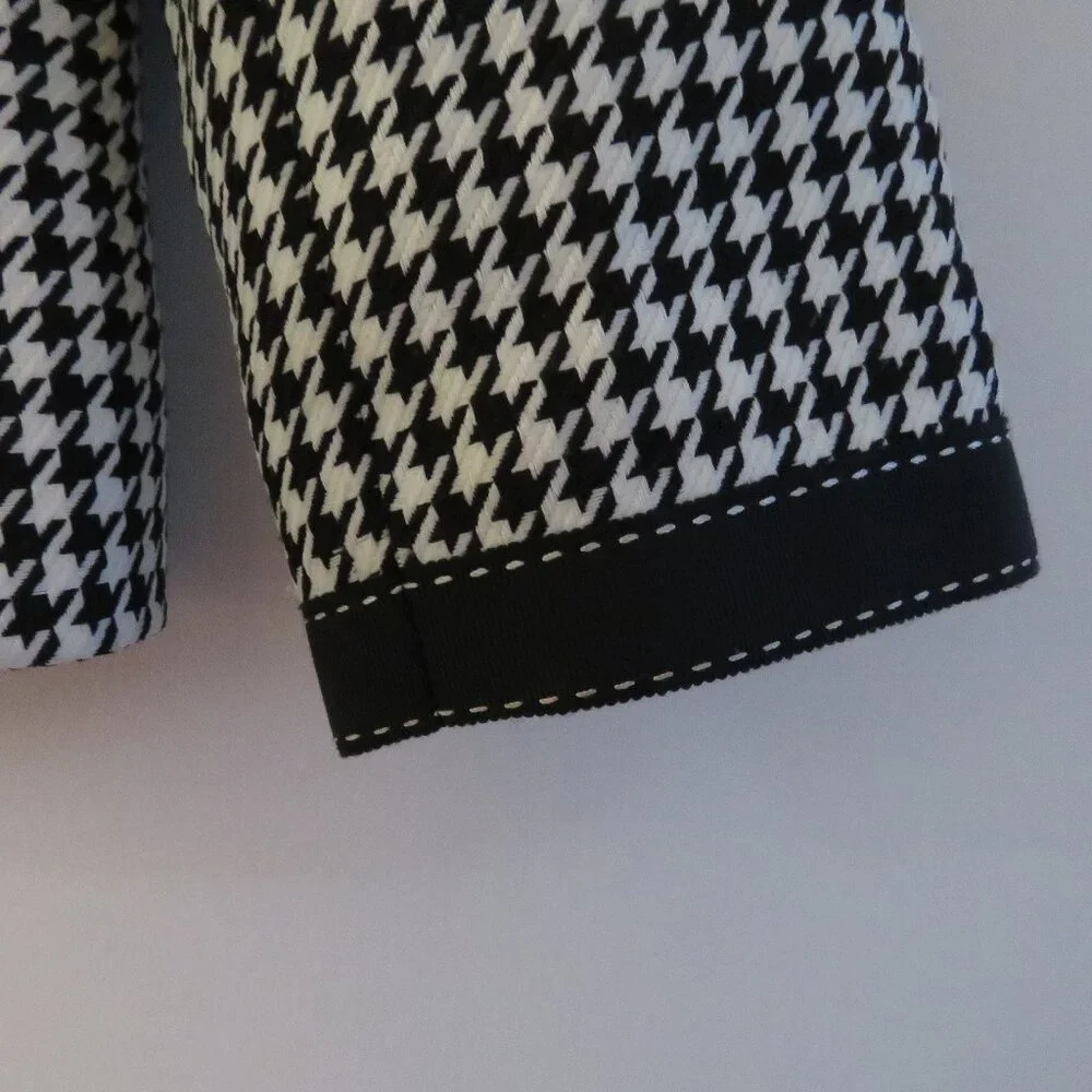 TAHARI Houndstooth Structured Blazer Academia Black White Officecore 2 Petite - Picture 7 of 14